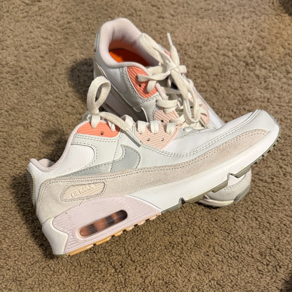 Nike Air Max White and Peach Sneakers